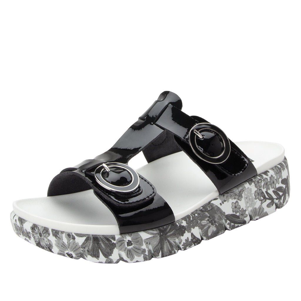 Vita Oasis Black gladiator inspired sandal with two connected hook and loop adjustable straps - VIT-174_S1 (1967606628406)