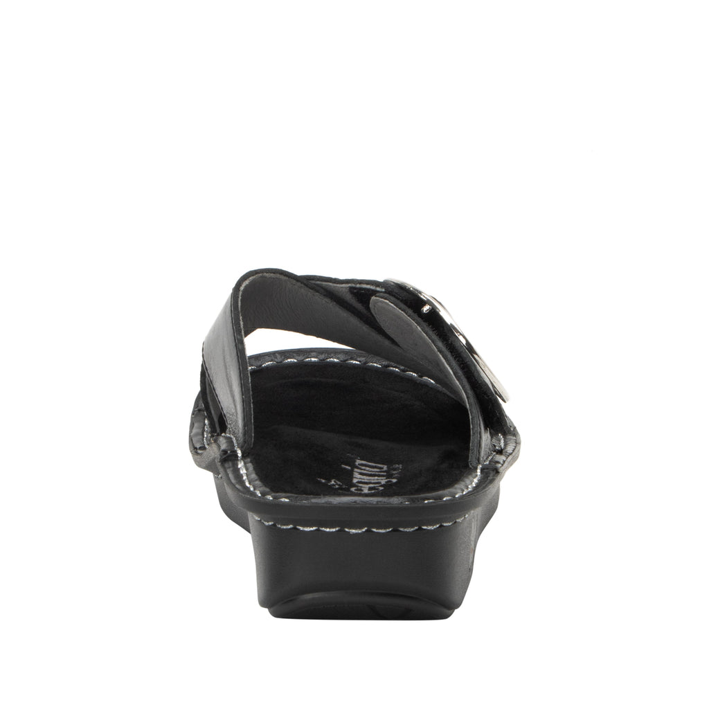 Vanya Noir slide sandal with cross straps and buckle on a mini outsole - VYA-7409_S4