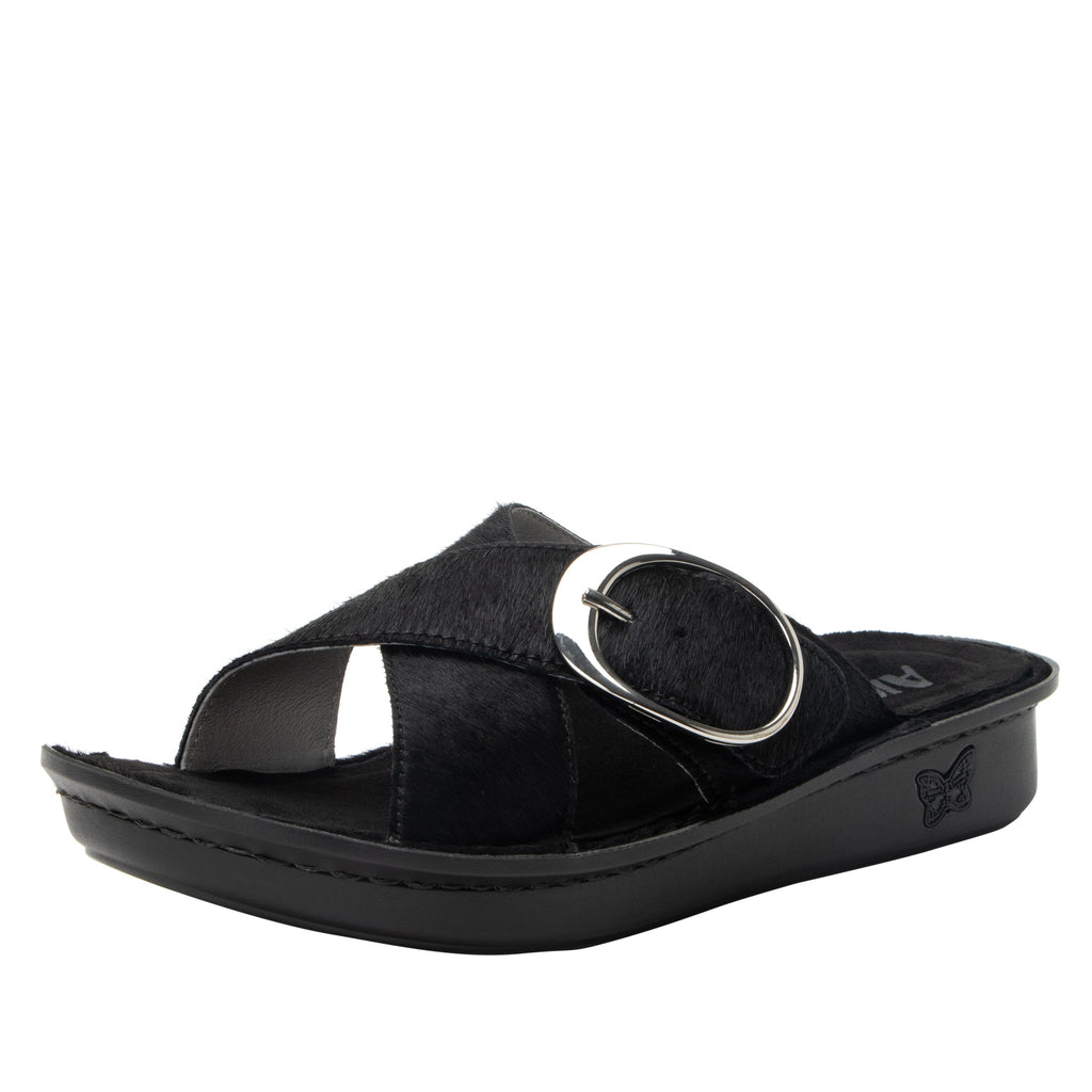 Vanya Night Vision slide sandal with cross straps and buckle on a mini outsole - VYA-7410_S1