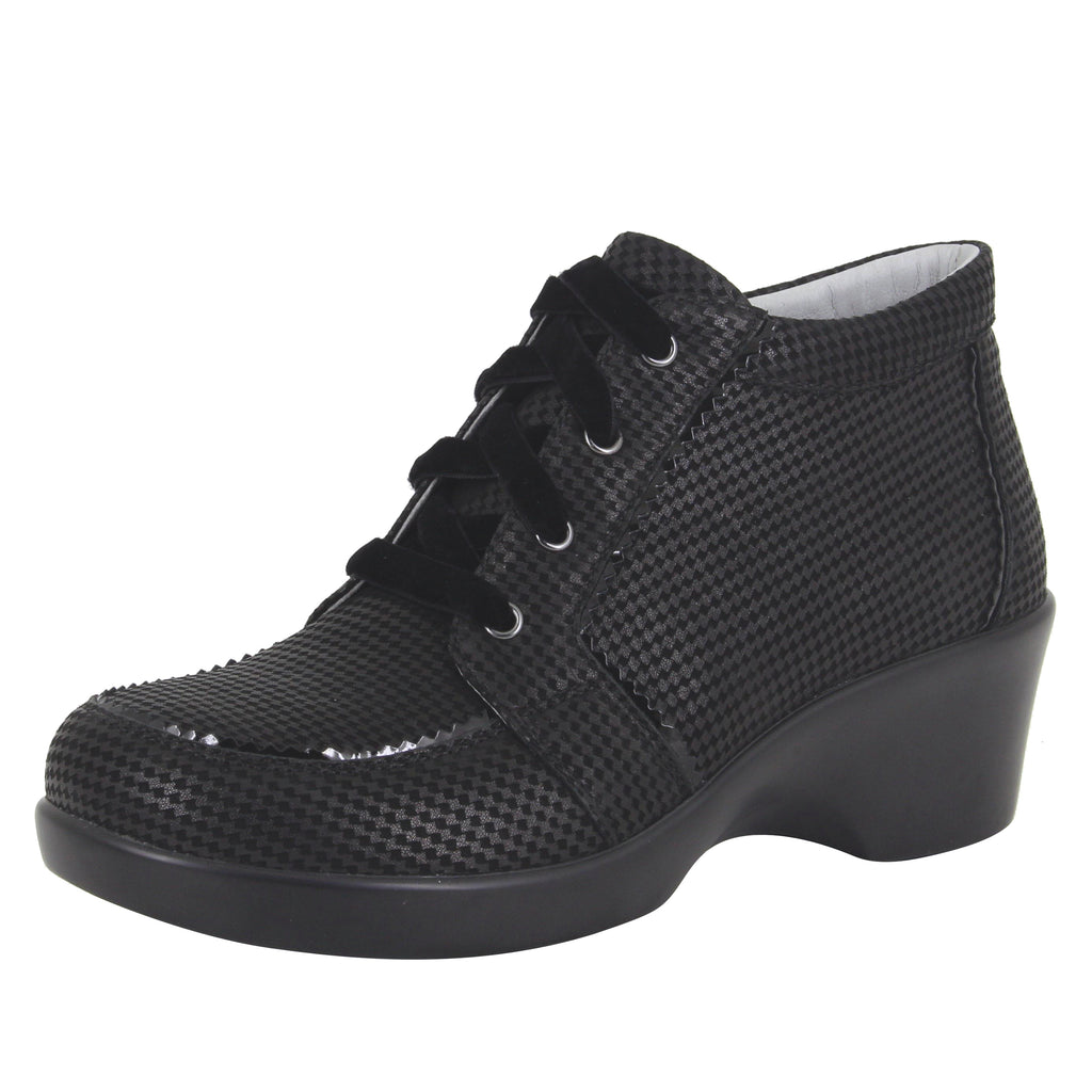 Elsa Houndstooth Mini lace up bootie on the career fashion wedge outsole - ELS-773_S1 (520414920758)