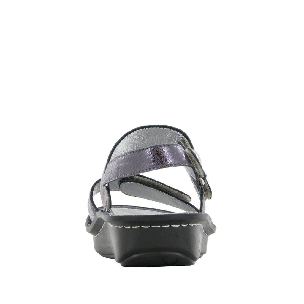 Verona Braided Pewter three strap adjustable sandal on mini outsole - VER-228-S3